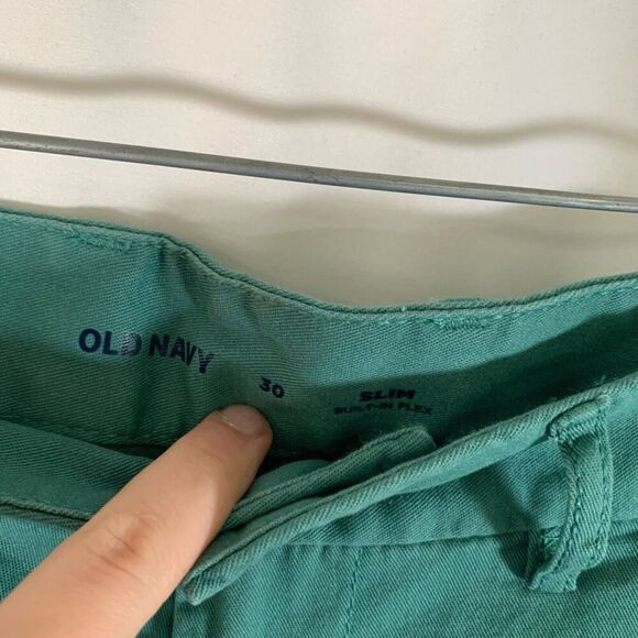 New Old Navy Chino Shorts Men's 30 Green Slim 9" Inseam Built in Flex Cotton - Picture 4 of 6